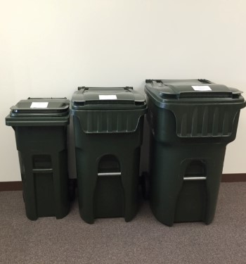 Three garbage cart sizes for comparison