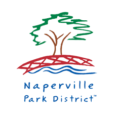 Naperville Park District logo with a tree and a bridge that goes over the DuPage River