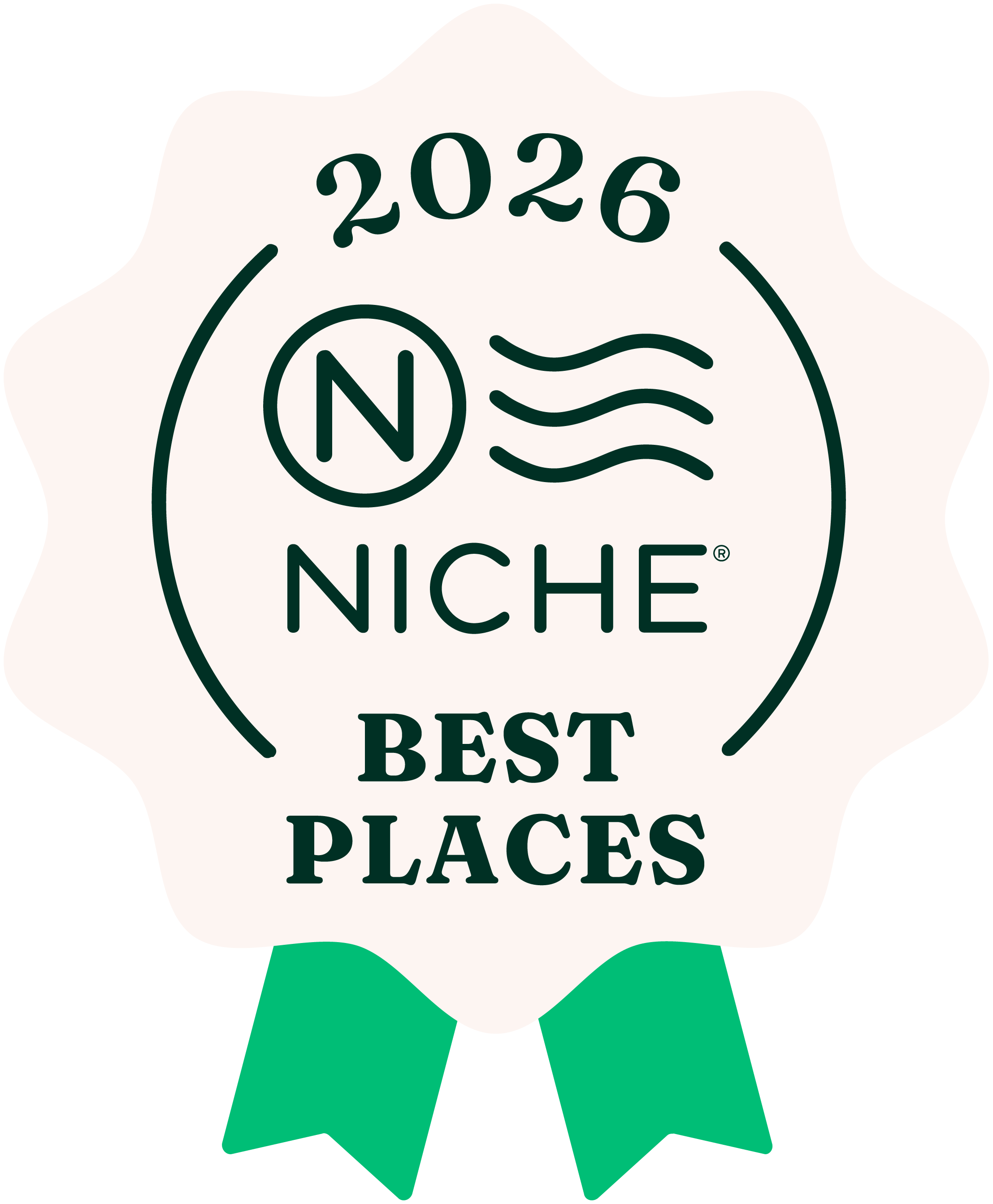 The Niche ribbon with text 2025 Niche Best Places