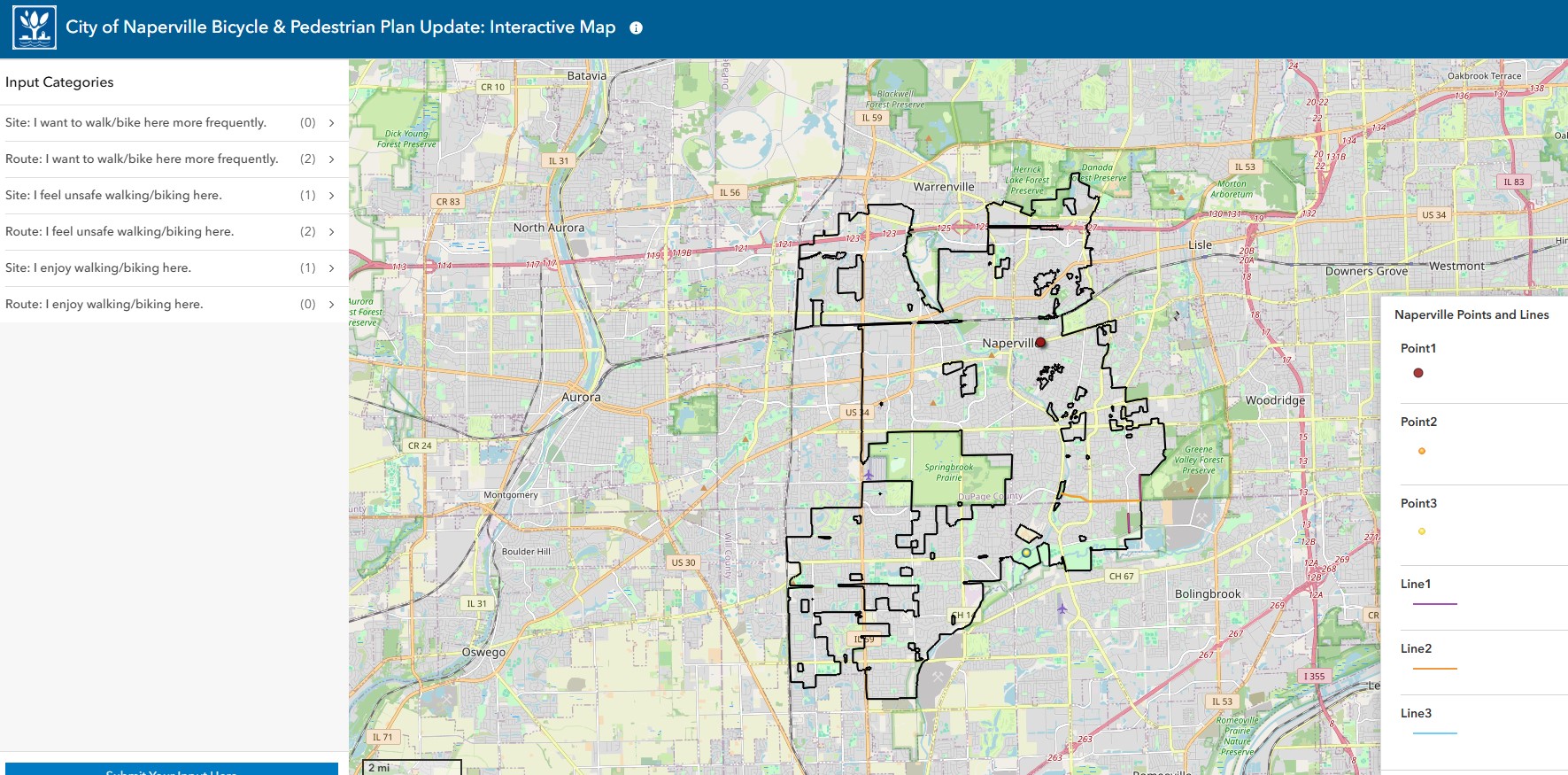 Screenshot of a map for public comment