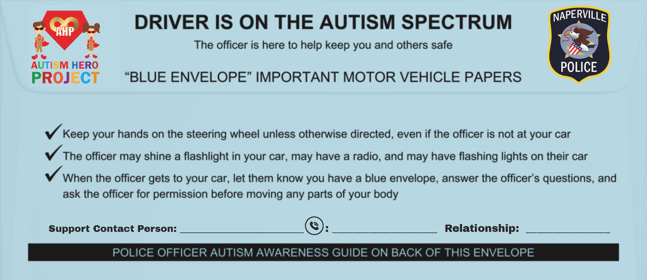 an image of the blue envelope provided to drivers
