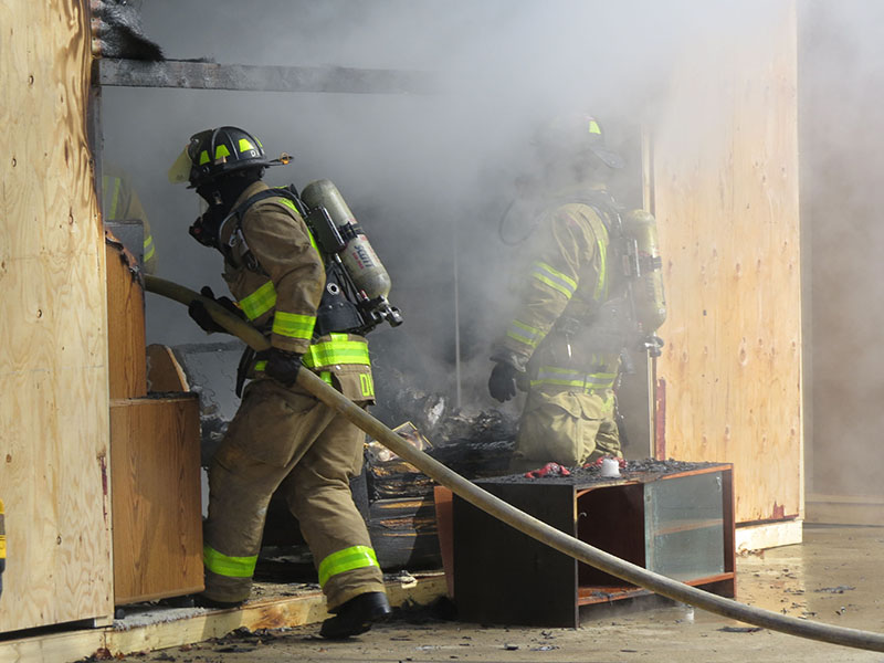 The aftermath of a flashover fire demonstration