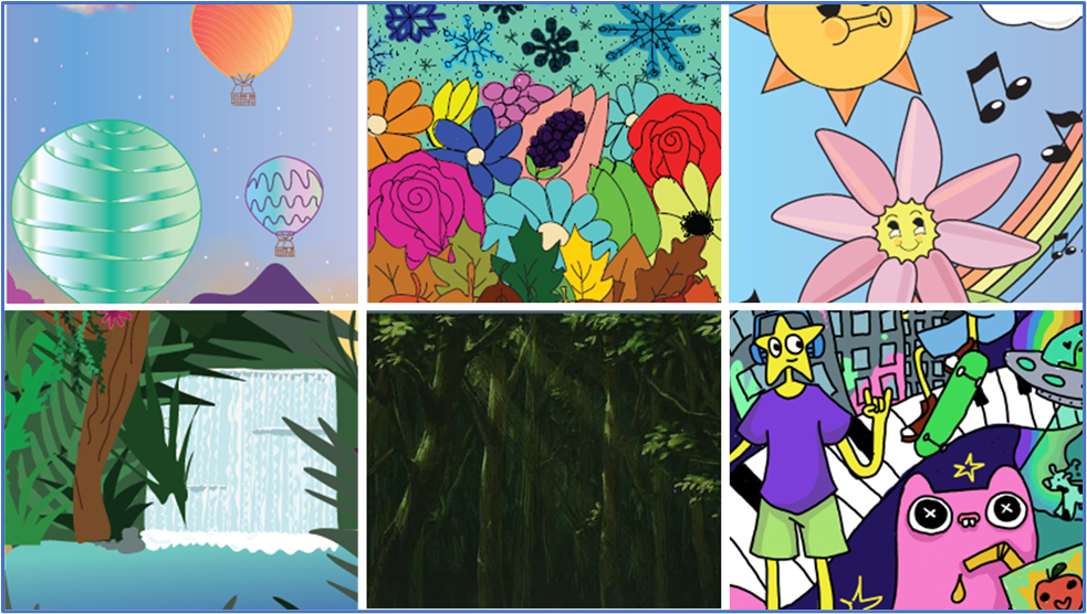 A collage of six pieces of digital art that Naperville high school students submitted this past spring. 