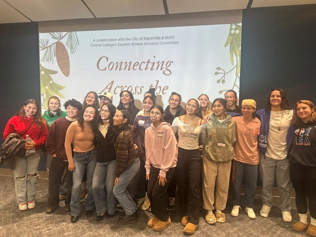 Students from North Central College participated in an intergenerational event in December 2025.