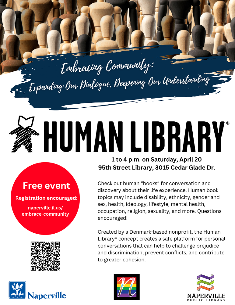 Flyer for Human Library event on April 20, 2024