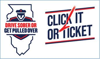 Drive Sober and Click It or Ticket logos