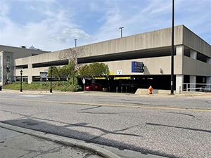 E. Chicago Avenue entrance to the Central Parking Facility