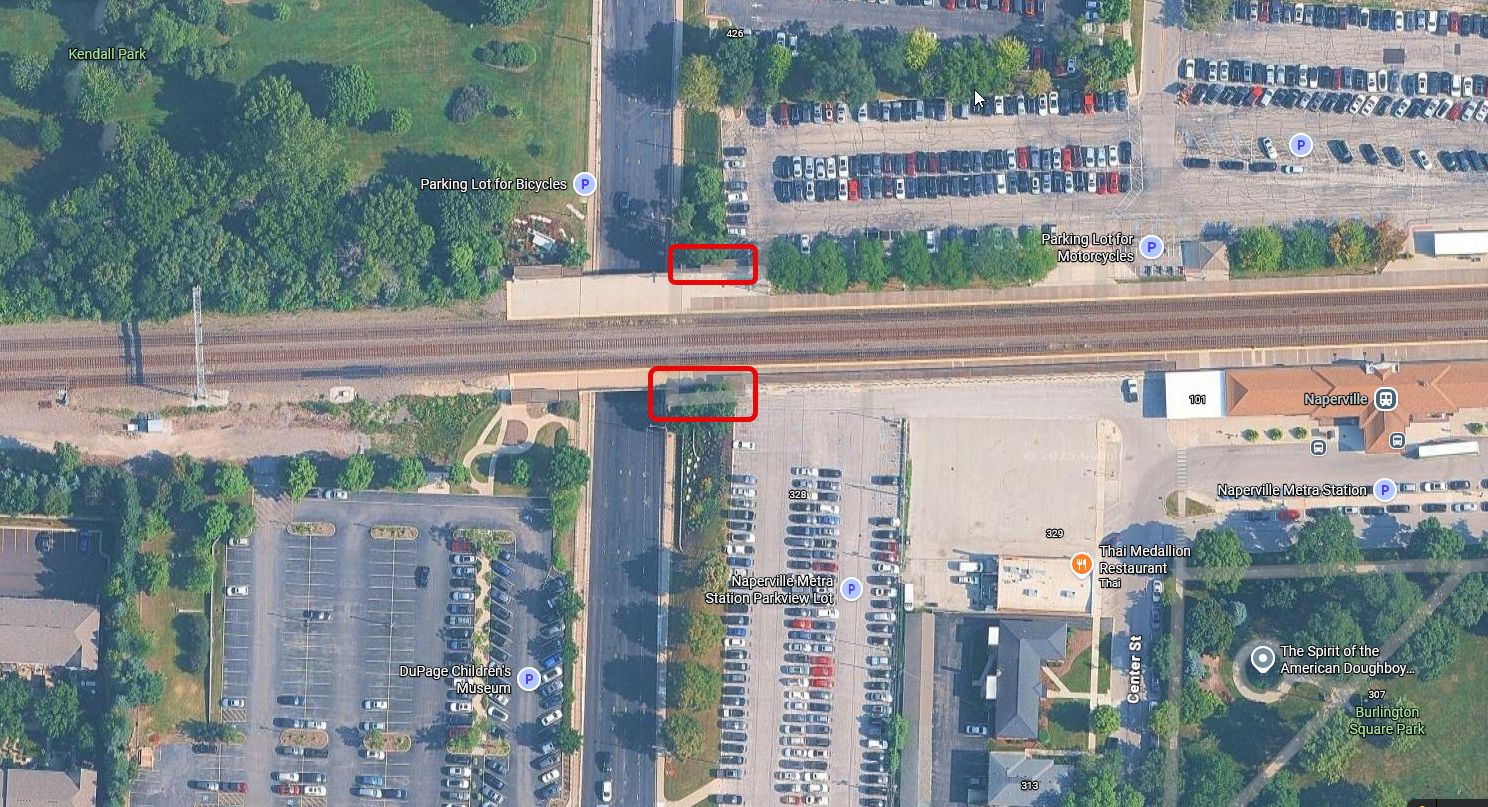 Both sides of the sidewalk at Washington Street, under the railroad bridge, will have metal paneling replaced. 